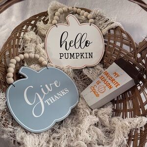 Pumpkin and Spice Themed Wood Sign Tier Decor Set
